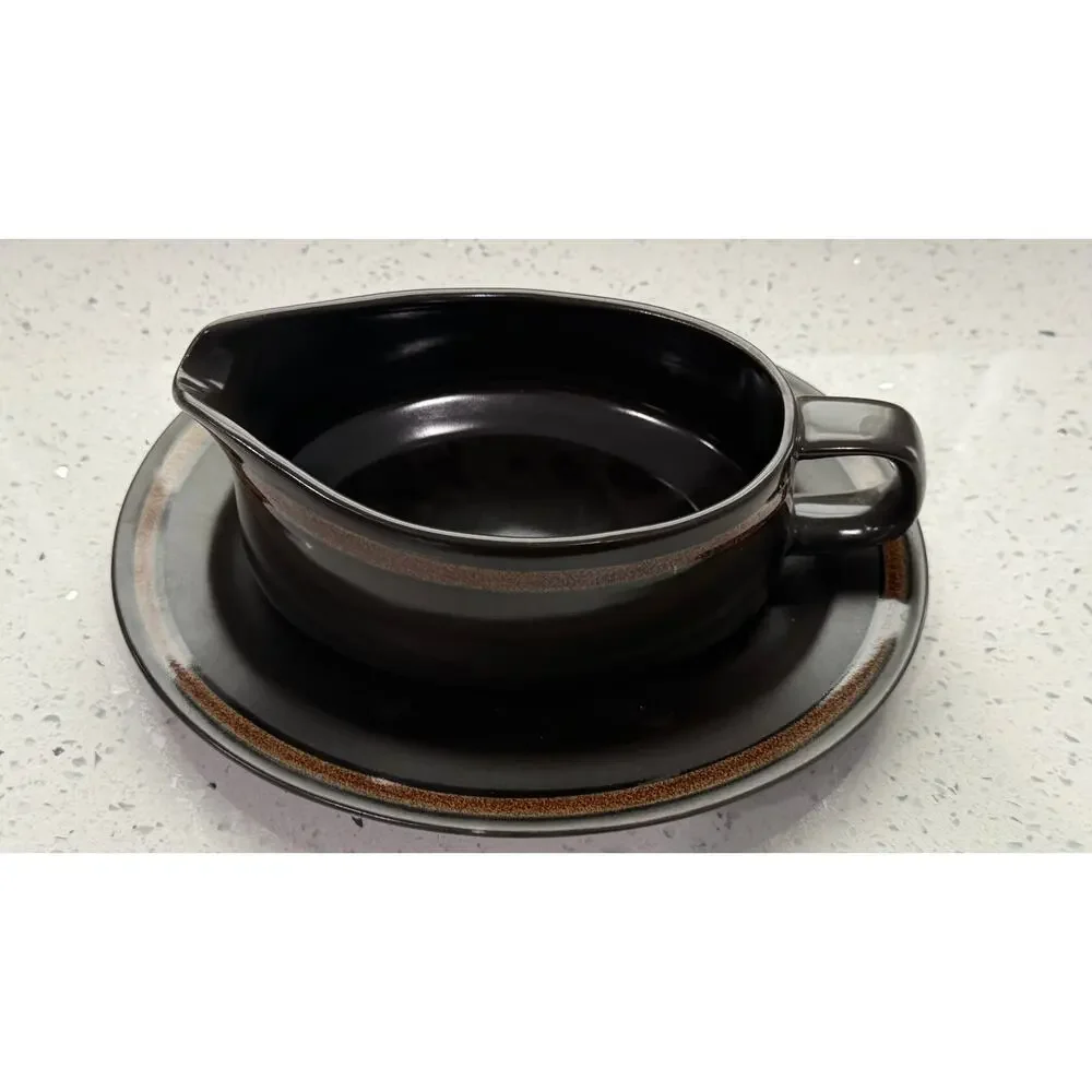 Vintage Collectible Mikasa Majorca Pattern Gravy Boat and Dish Set MCM Decor